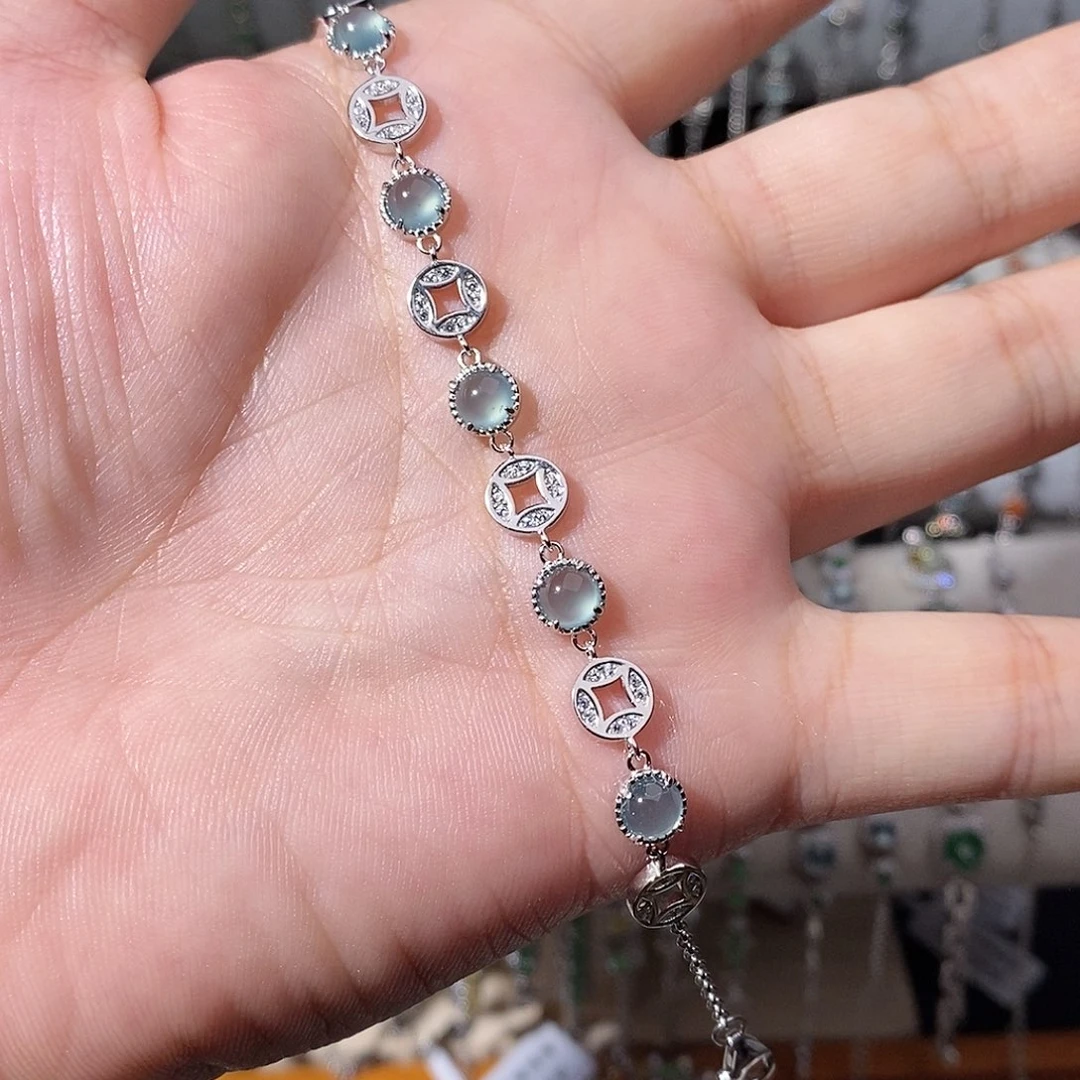 翡翠银S925镶嵌手链