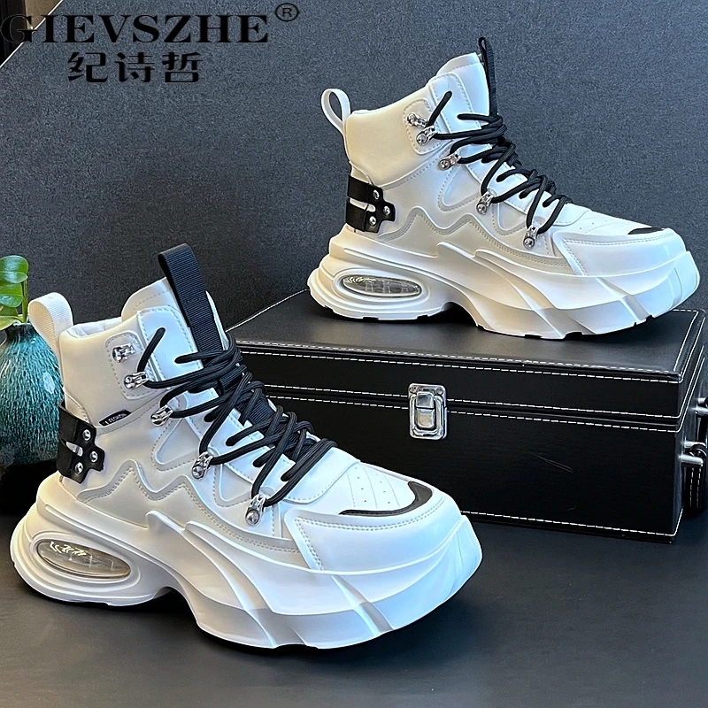 纪诗哲高帮鞋男2025新款马丁靴时尚潮流牛仔靴韩版厚底增高男鞋子