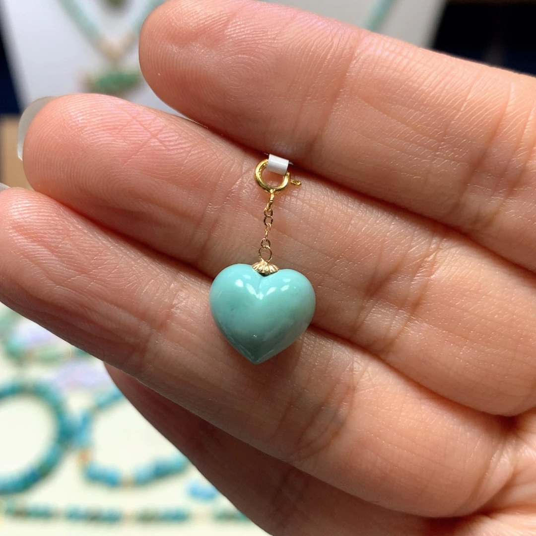 绿松石18K金镶嵌挂件