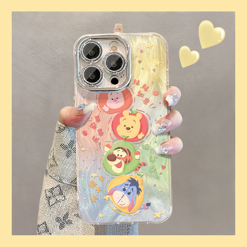 维尼跳跳虎适用苹果vivo华为oppo小米iPhone14精孔羽纱支架手机壳