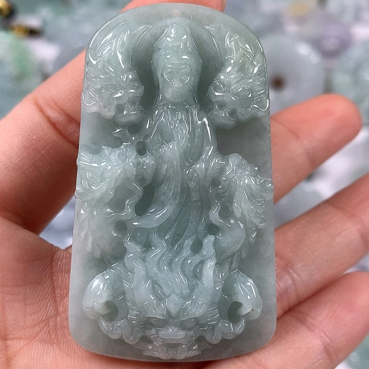 颈饰未镶嵌翡翠九九观音两面工艺福利卡厚10+