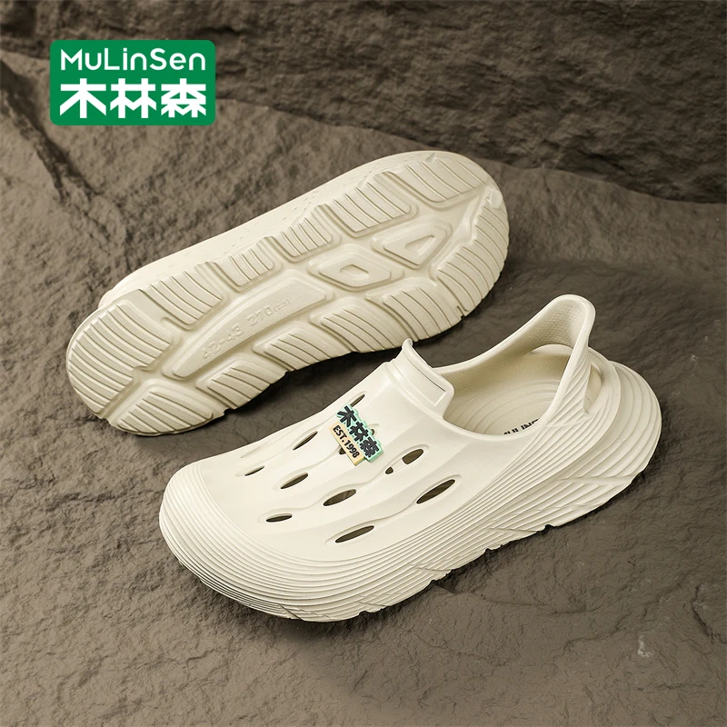 木林森男士洞洞鞋夏季2025新款外穿防滑厚底耐磨运动户外沙滩拖鞋