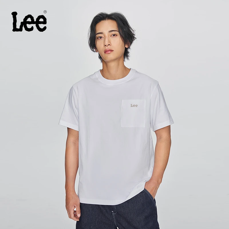 Lee25早春舒适版圆领口袋设计小刺绣Logo男短袖T恤潮