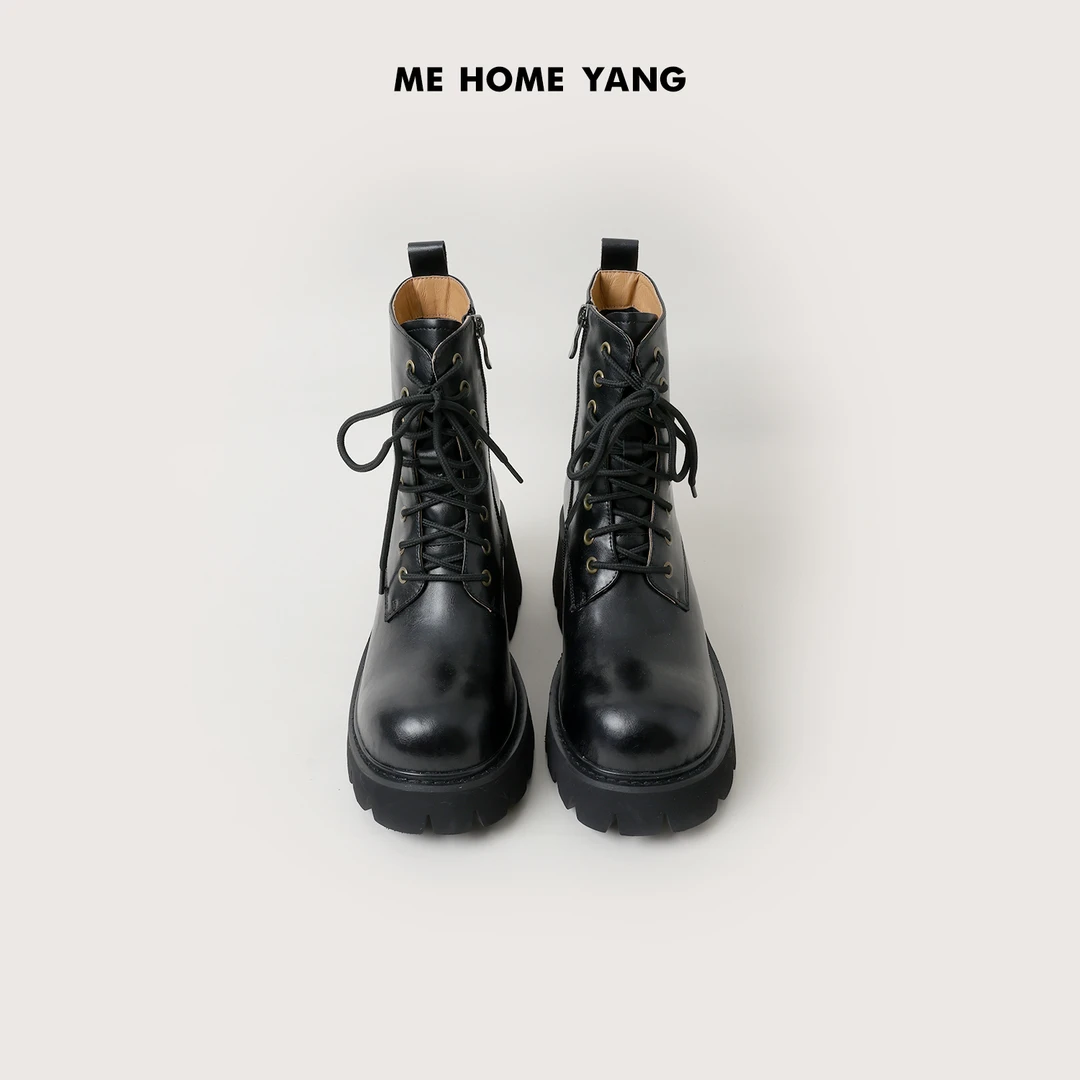 ME【英伦厚底加绒马丁靴】光面牛皮加绒保暖厚底防滑鞋子MEQA5389