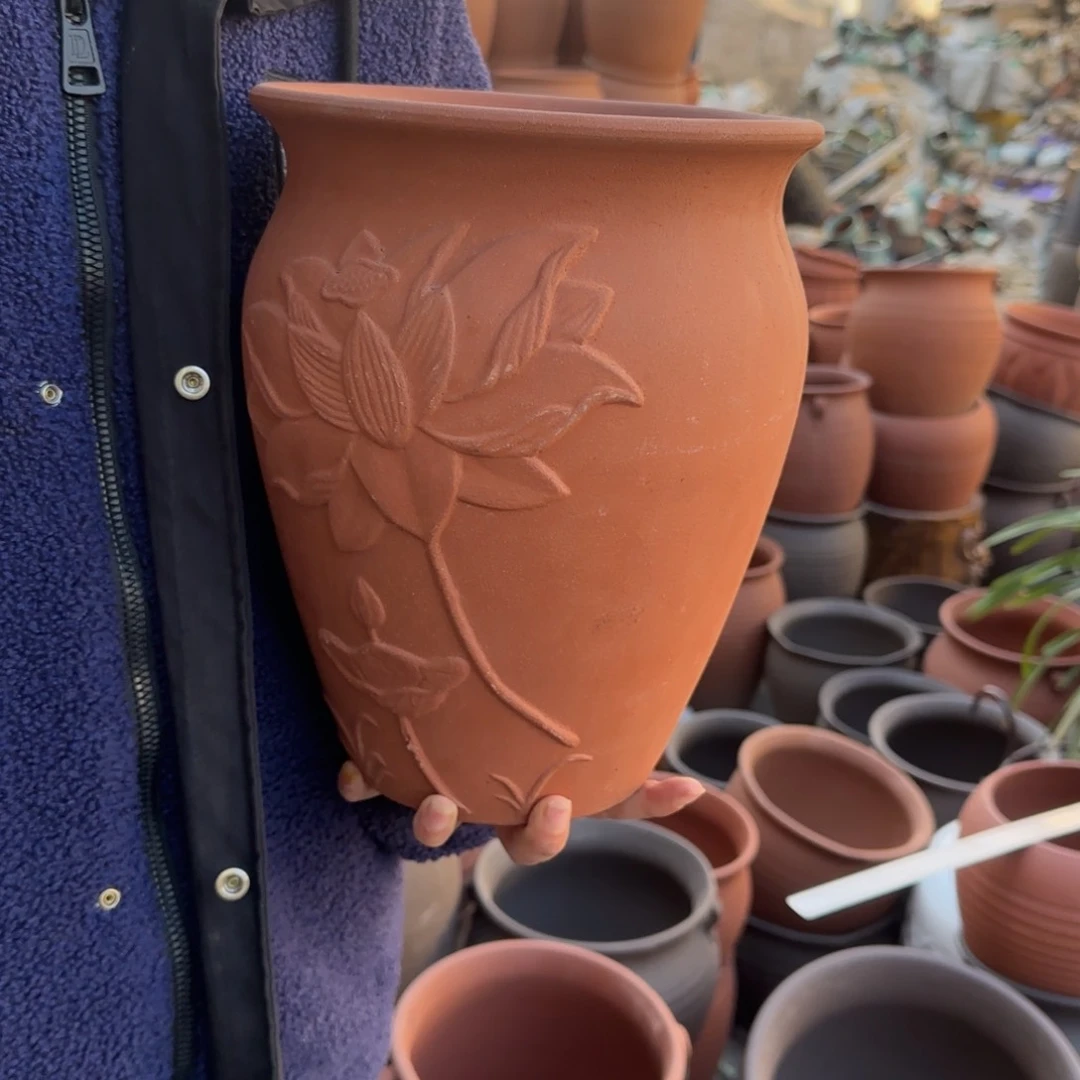 紫砂花盆口21高27宜兴紫砂