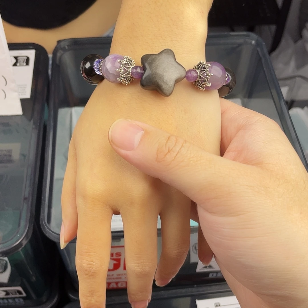 手串水晶银S925镀金镶嵌