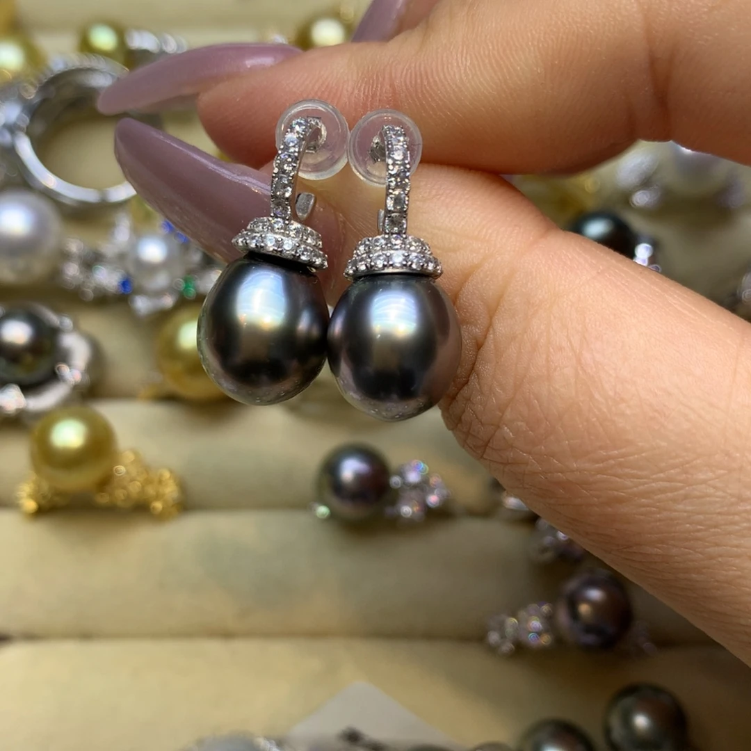 银S925镶嵌耳饰海水珍珠