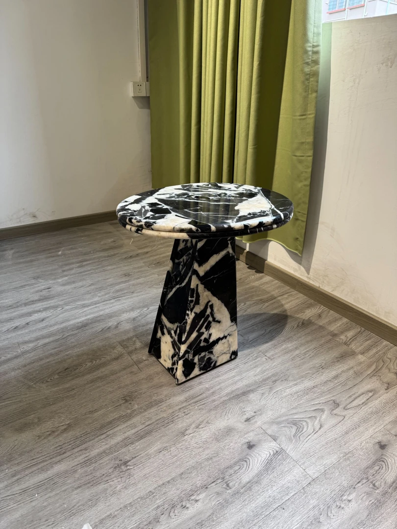 边几天然大理石宝格丽黑沙发小大花白爆款全石奶油风