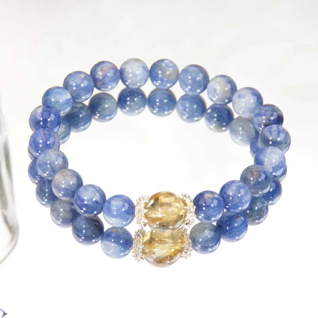 s1625【晚星】天然蓝晶石黄塔晶手串精致百搭手链 多样性发其一