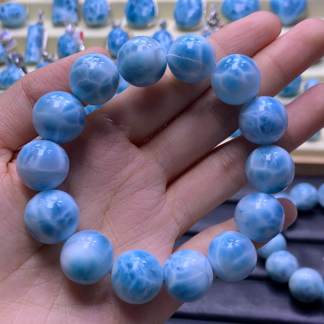 针钠钙石（海纹石）未镶嵌手串15+手串色差略异