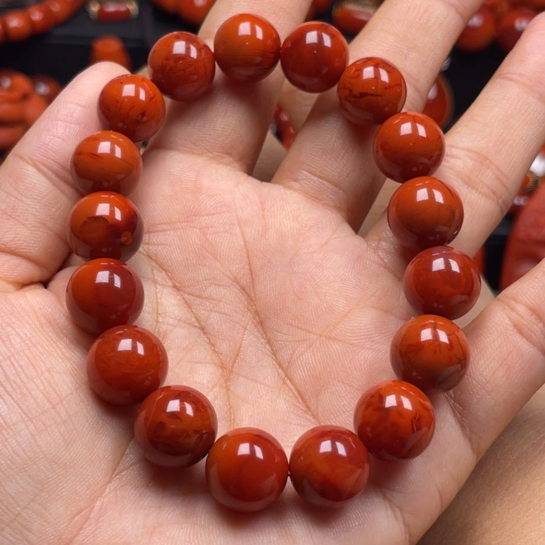 南红玛瑙珠宝奇石未镶嵌塔*子单圈12.5mm