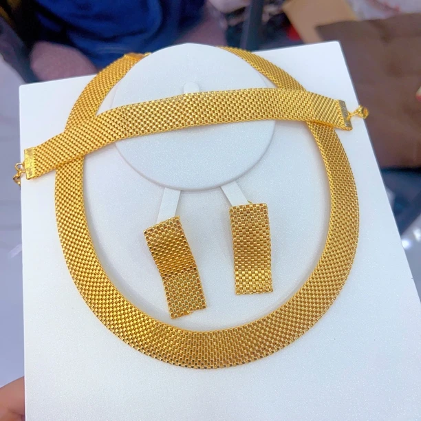 铜合金项链 伊帕尔阿依新款时尚精美铜合金三件套 复古素款..金色