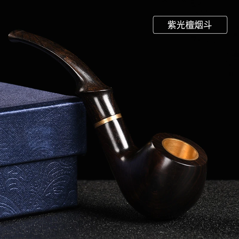 紫光檀老板斗子(粗细)两用烟嘴原木手工烟锅男士吸烟焦油过滤烟具