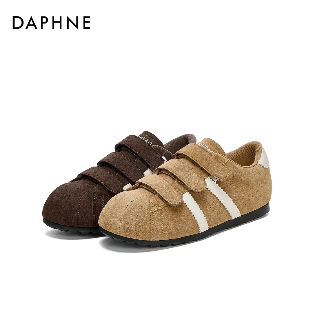 【宋茜代言】2025达芙妮达芙妮复古魔术贴休闲鞋女条纹装饰百搭