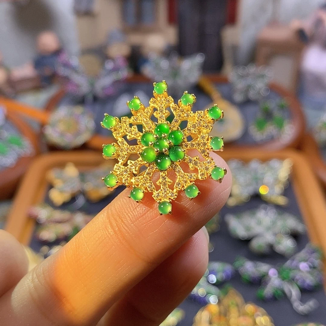 吊坠(不含链)银S925镶嵌翡翠