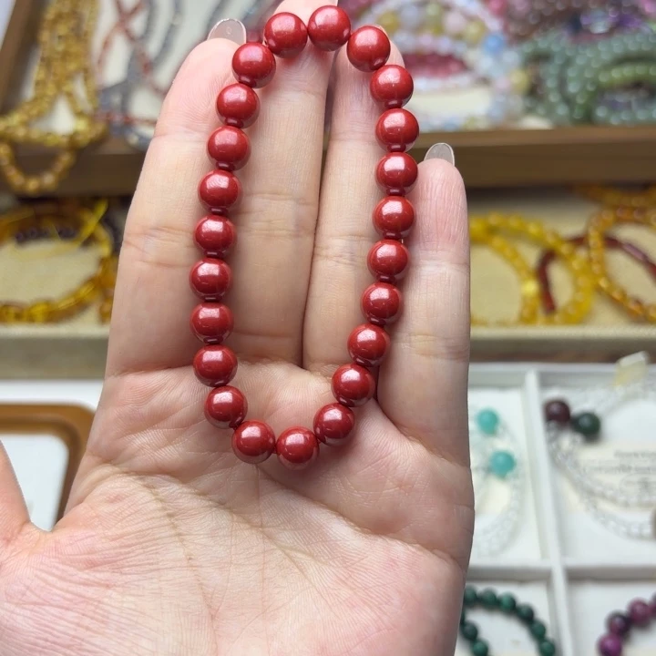 手链银S925镶嵌烟晶朱砂