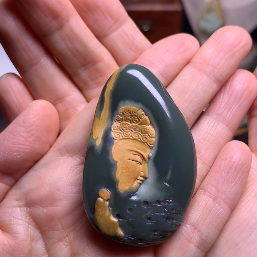 浮***梦岫岩河磨玉（透闪石质玉）未镶嵌挂件