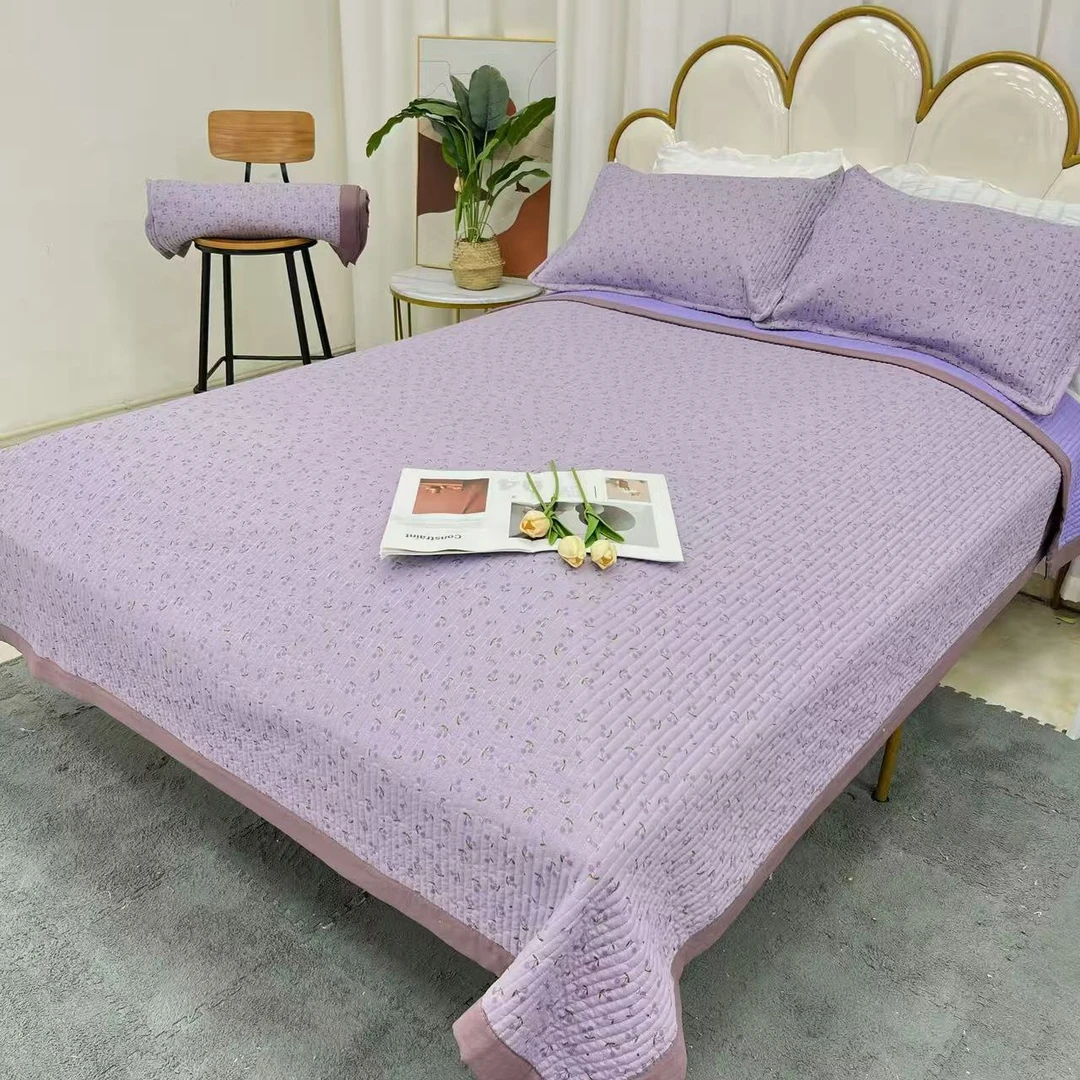 双面绗缝印花合格品四季可用舒适保暖床盖