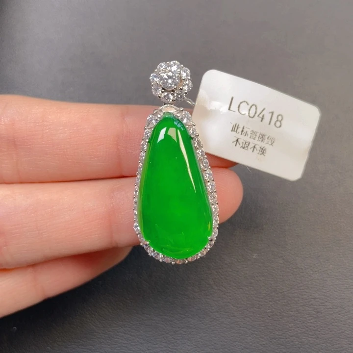 翡翠银S925镶嵌吊坠(不含链)