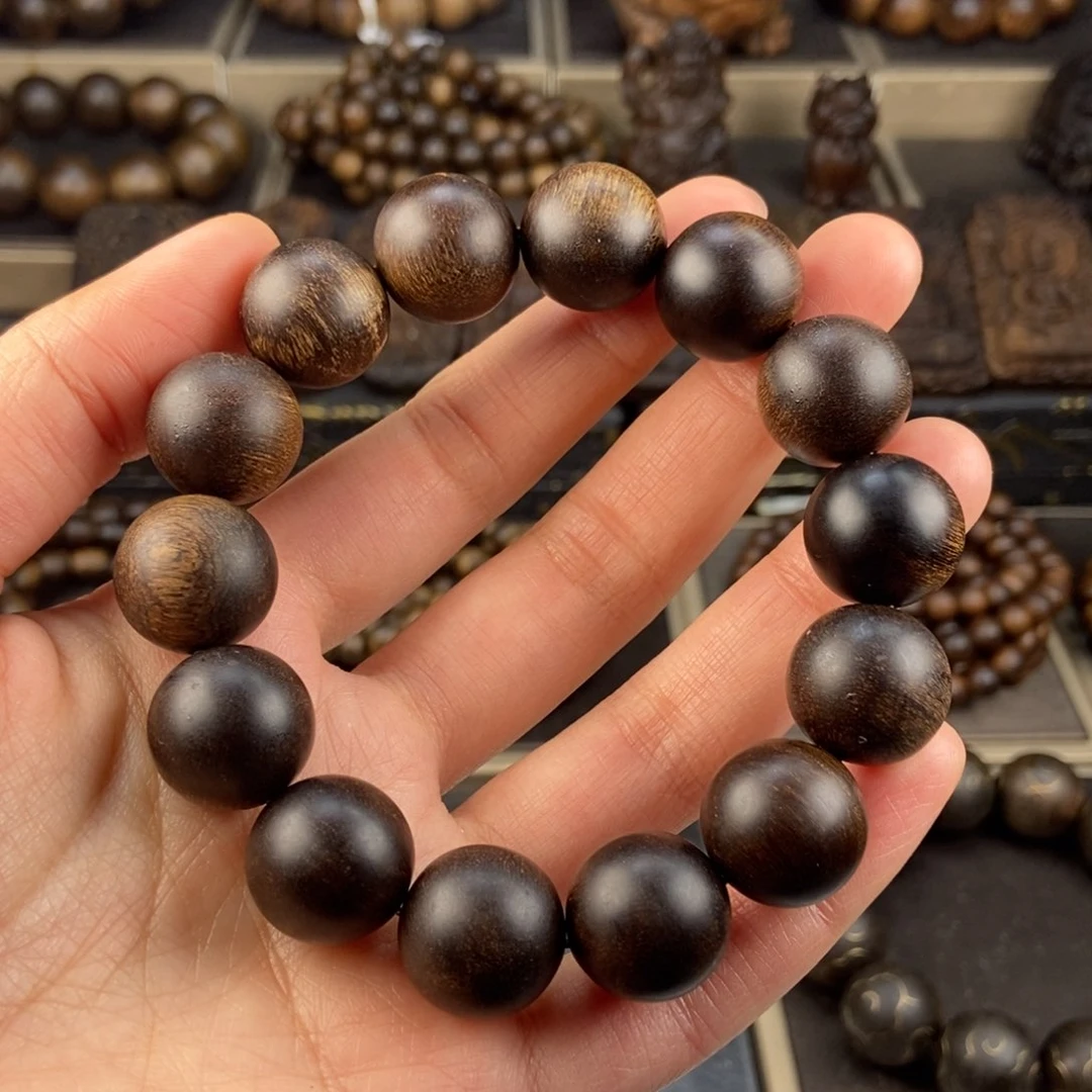 沉香手串诸*菜越南芽庄白棋楠玉化留疤