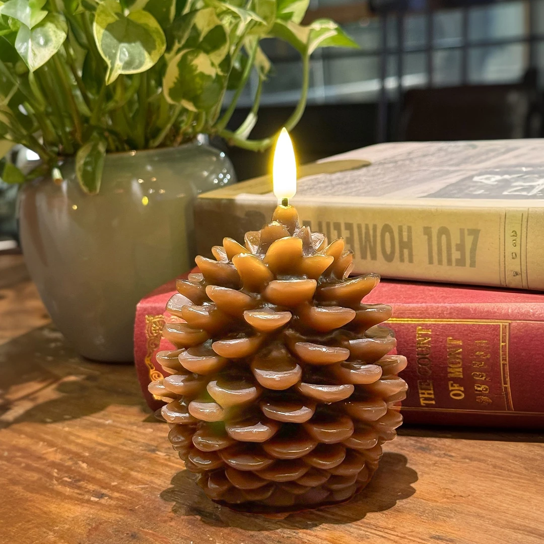 LED松果电子蜡烛装饰摆件家具卧室客厅圣诞装饰节日装饰