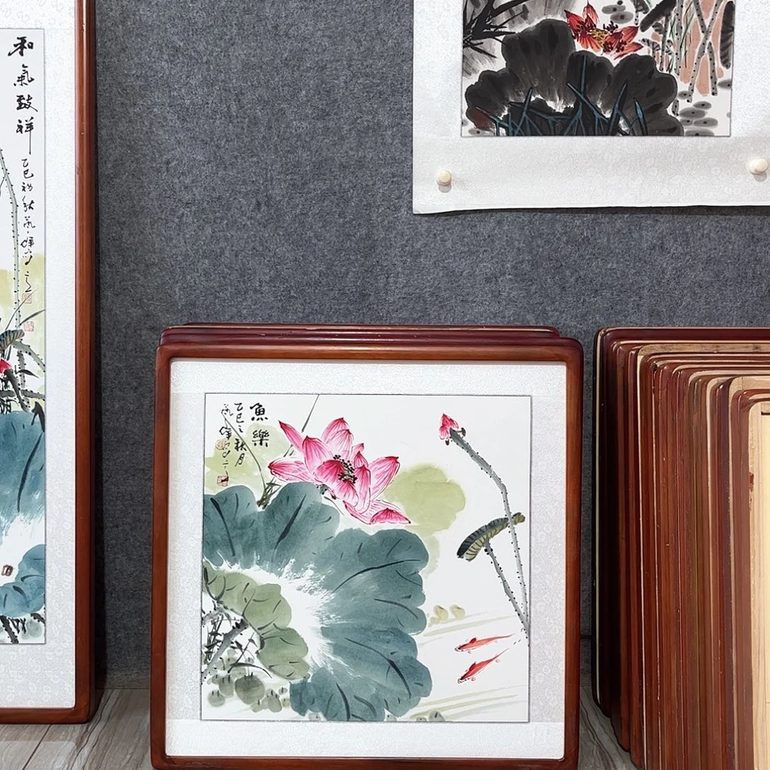 国画书画作品带框63×63