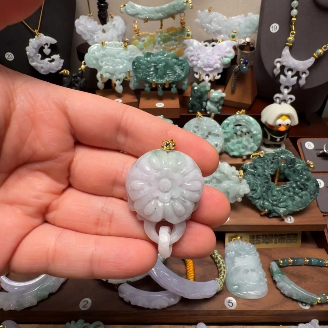 荷***栅翡翠未镶嵌吊坠(赠链)