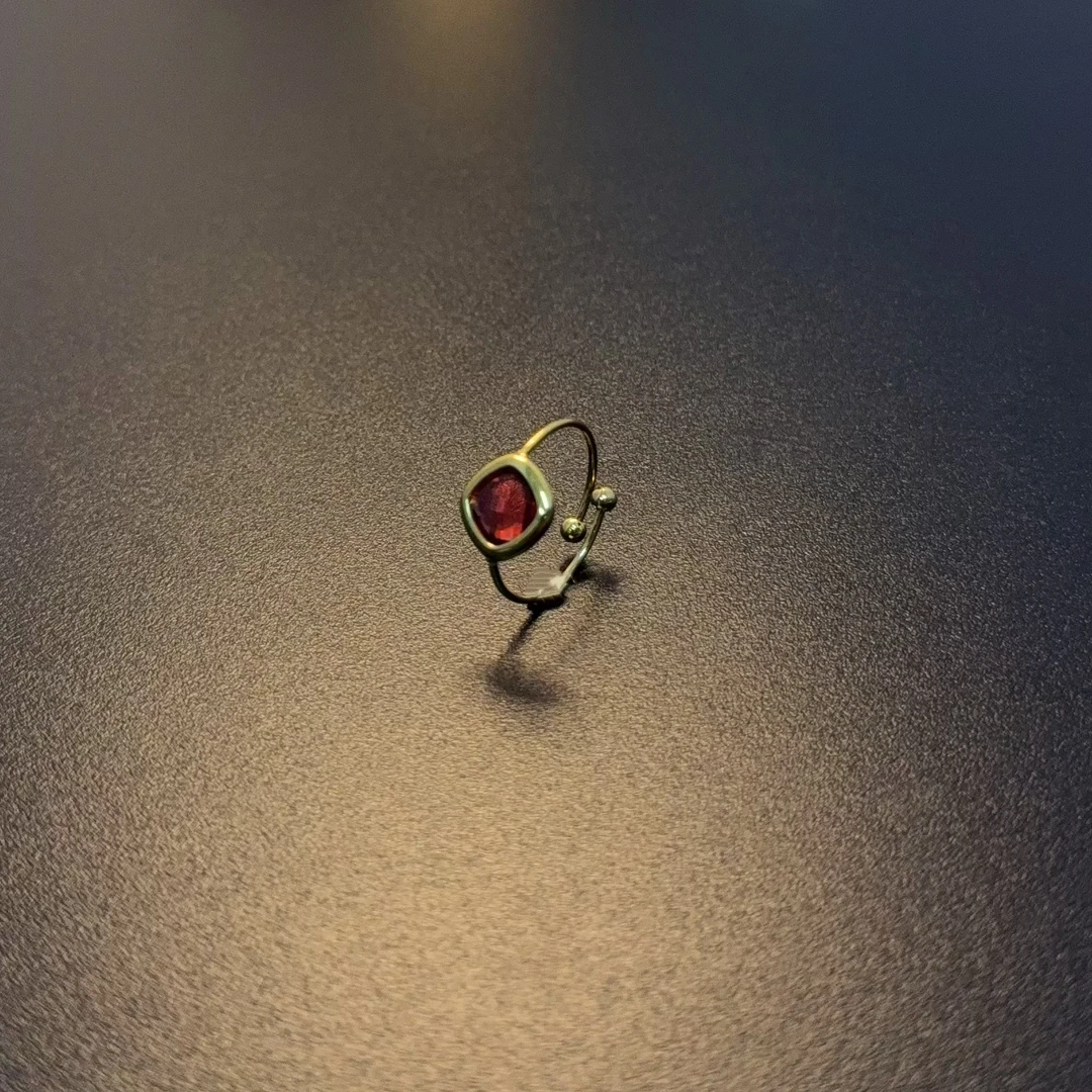 钛钢锆石戒指 超细红戒指百搭开口可调节彩色指环RICuc 0446