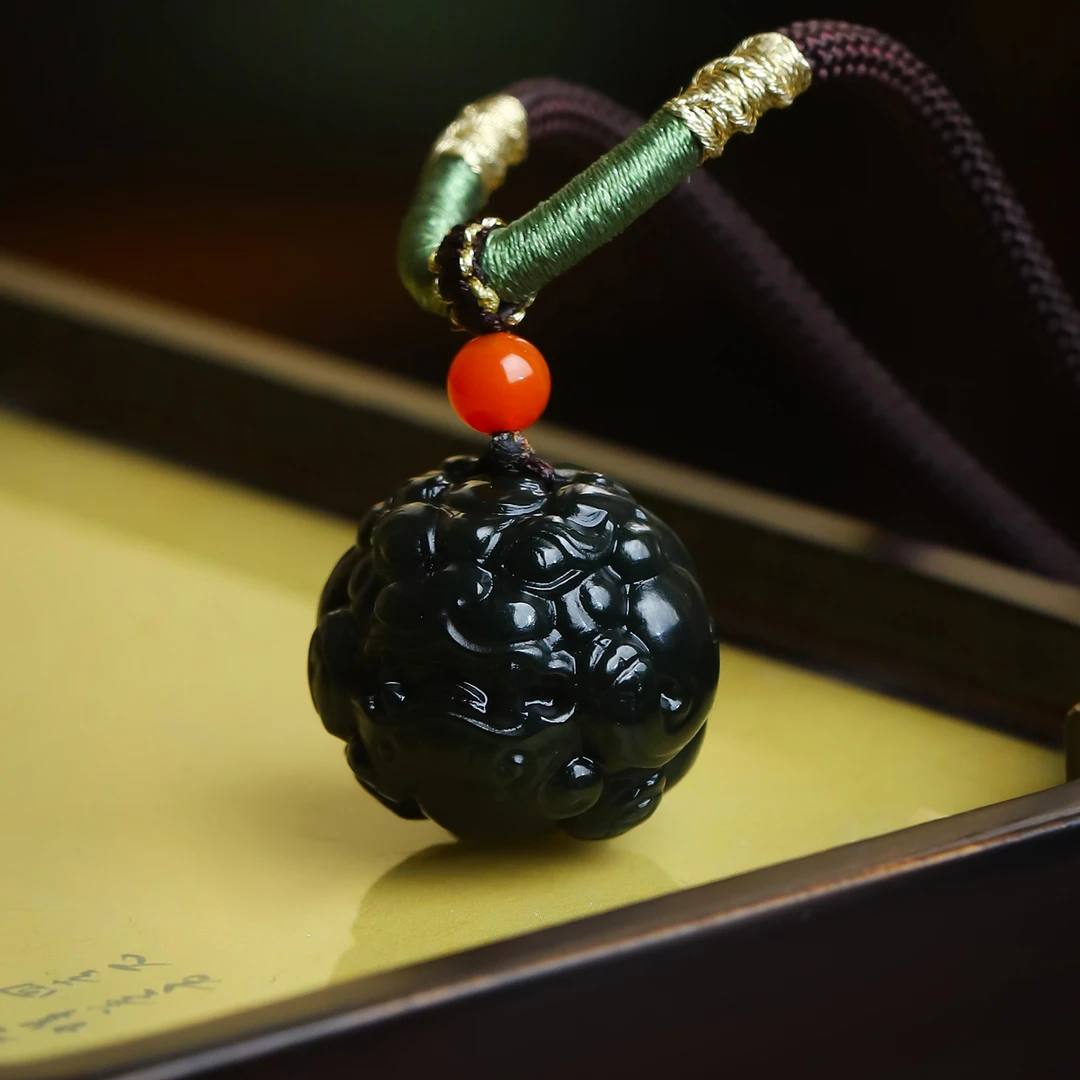 和田玉青玉石来转运貔貅珠吊坠女士挂件女款挂坠平安男士项坠男款