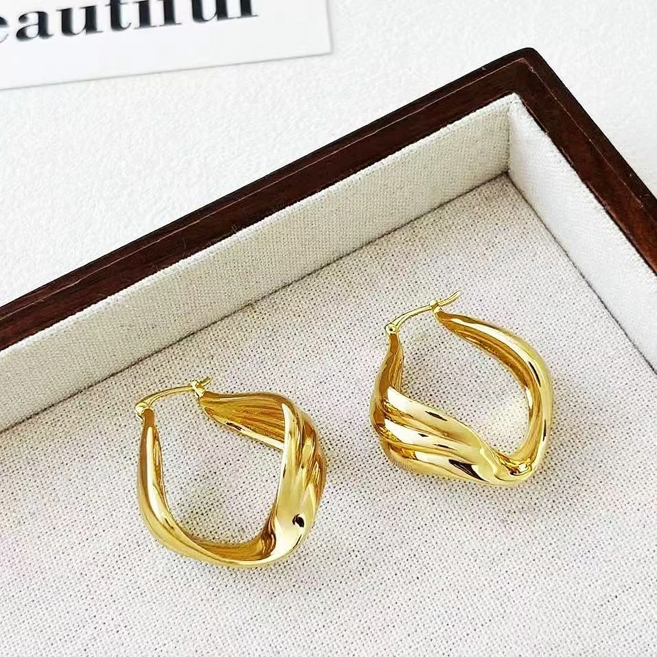 铜合金耳饰 c481c482丽银【约2公分扭扭耳扣】冷淡风耳扣耳环耳圈