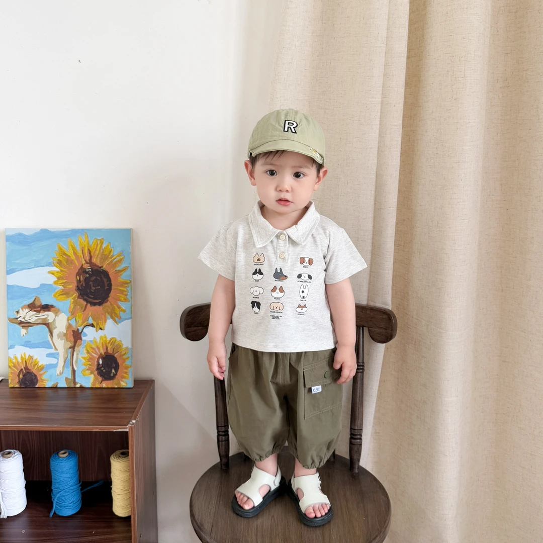 婴幼儿套装2025新款男童Polo短袖T恤工装短裤两件装夏季薄款衣服