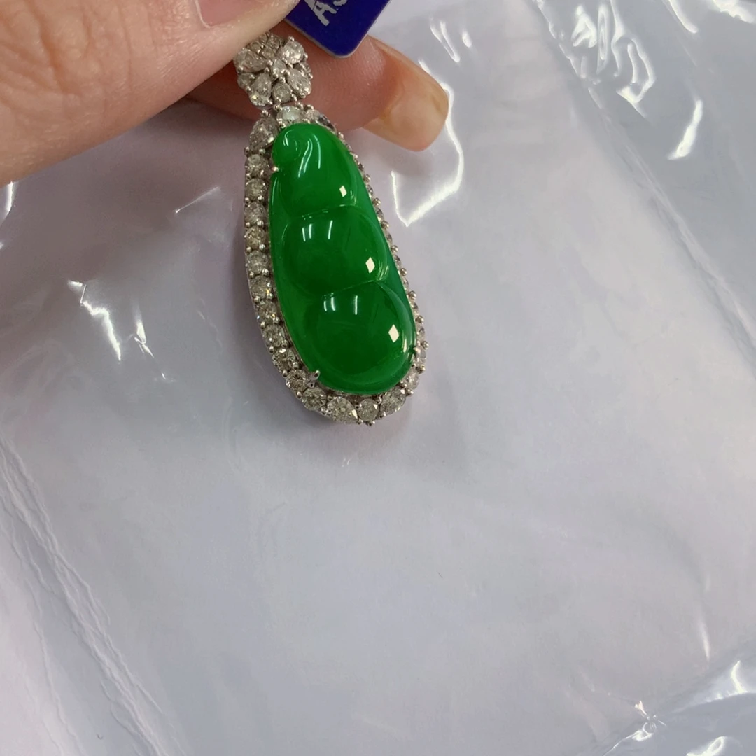 吊坠(不含链)18K金镶嵌翡翠