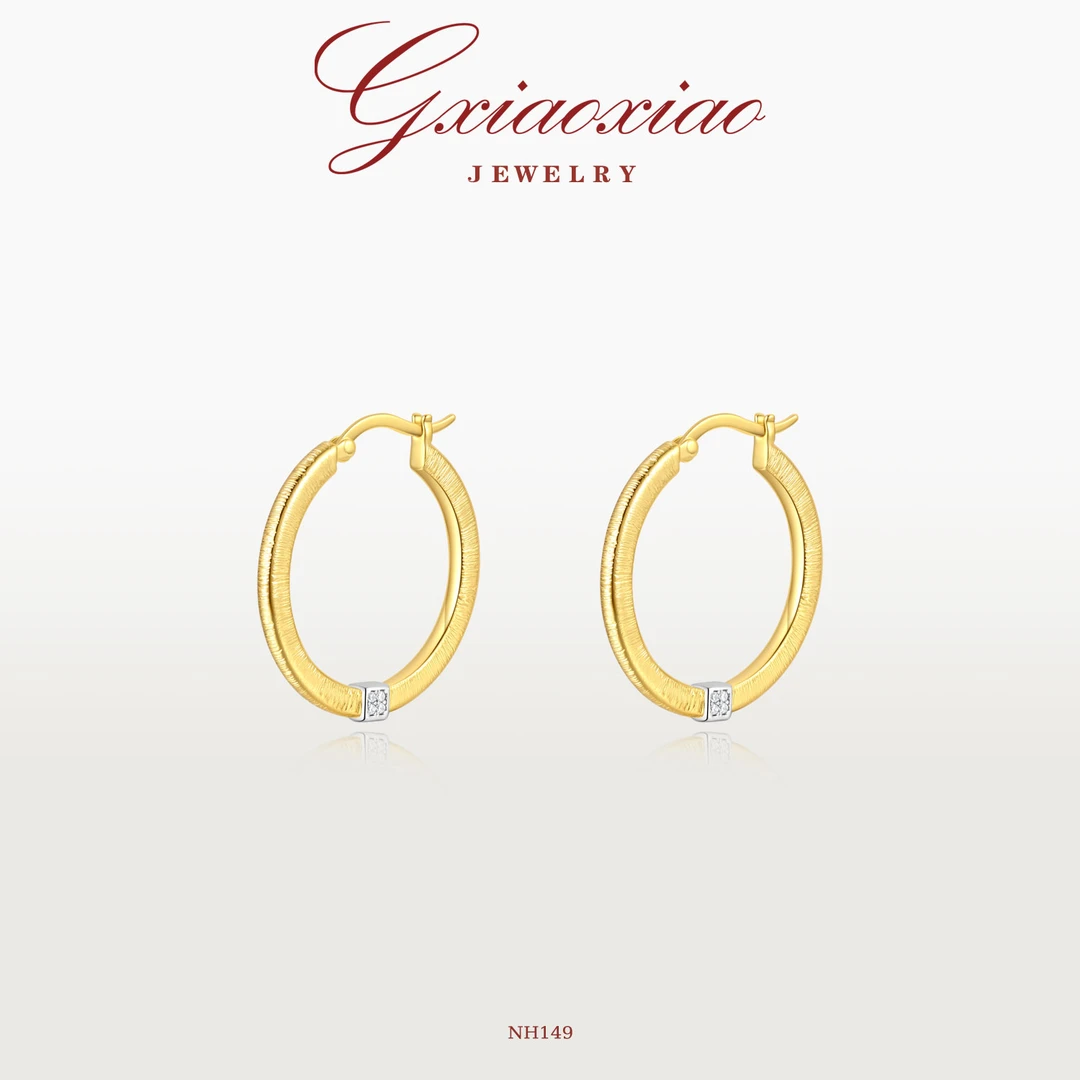 G XIAOXIAO 时尚轻奢气质高级百搭拉丝圈圈耳环 NH149