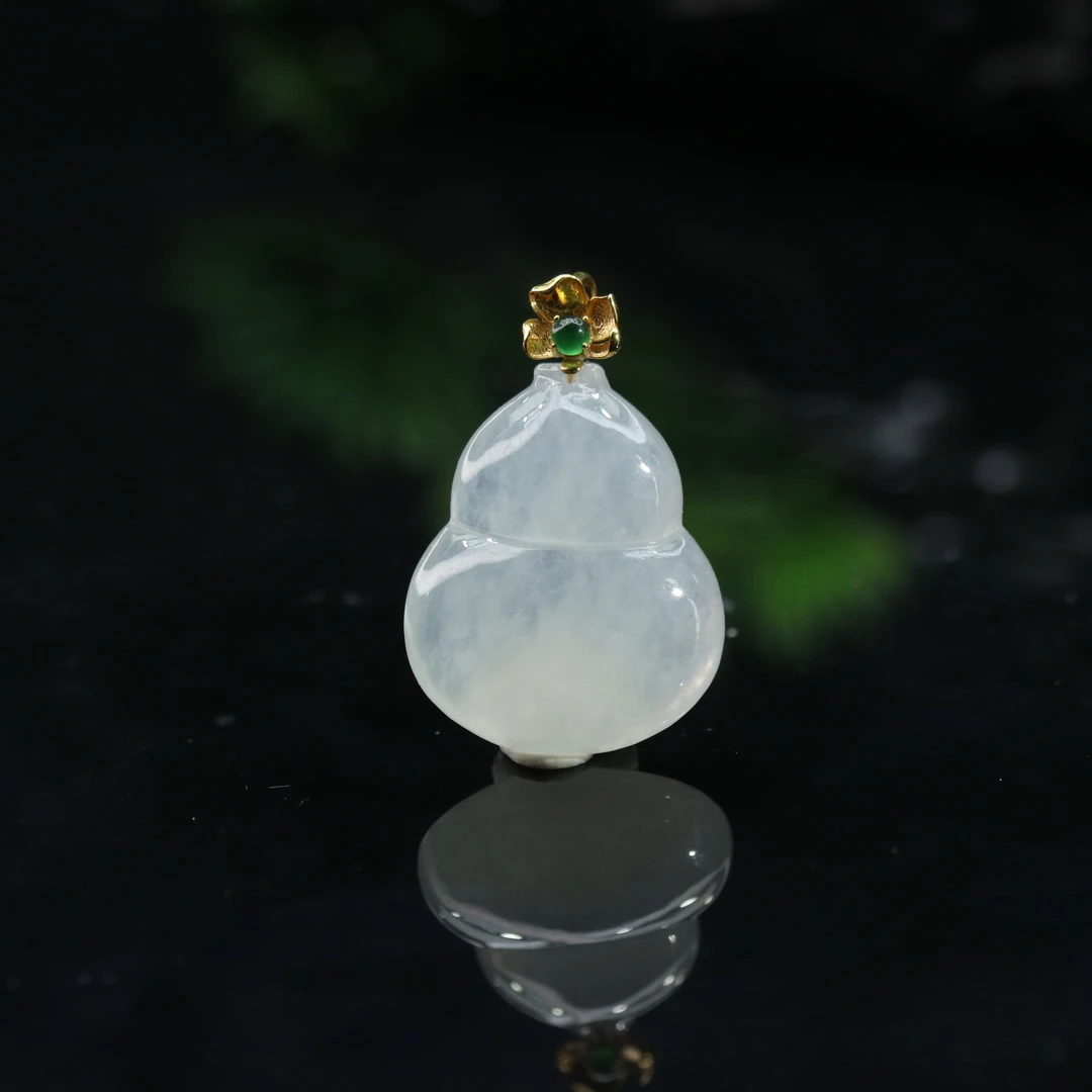 27天然缅甸翡翠A货18k冰葫芦/000019/北京中保拍卖