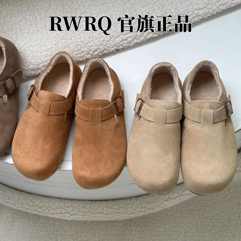 一脚蹬内增高加绒勃肯鞋2025秋冬真皮羊毛百搭轻便保暖一脚蹬女鞋