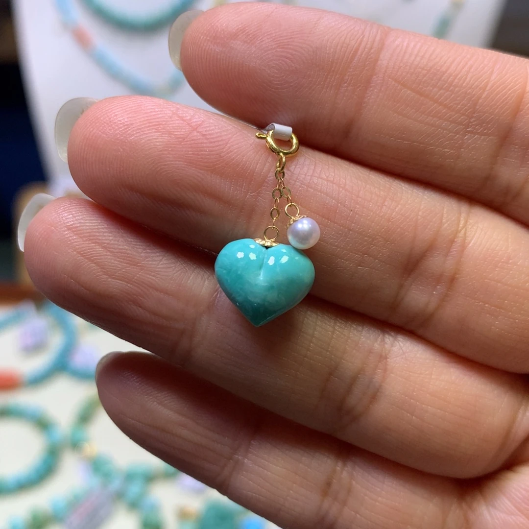 绿松石18K金镶嵌挂件