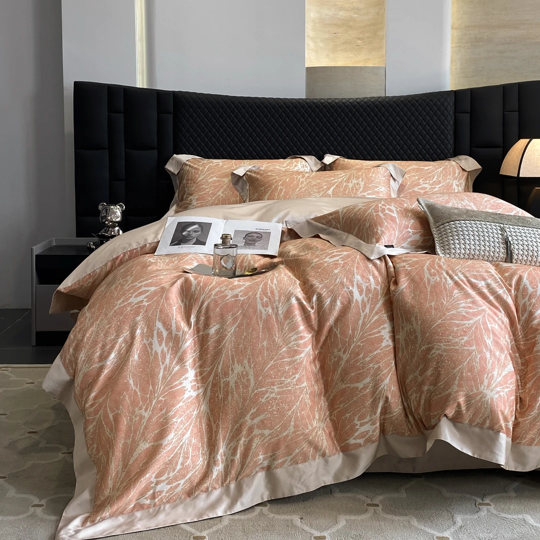 明月 | 天丝棉数码印花双拼角柔美雅奢高级感亲肤裸睡床盖四件套