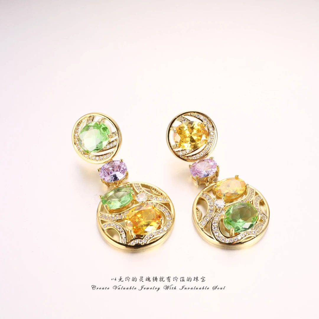 铜合金锆石耳饰 轻奢个性设计镶嵌小众精致时尚耳环 LSK-C-30966