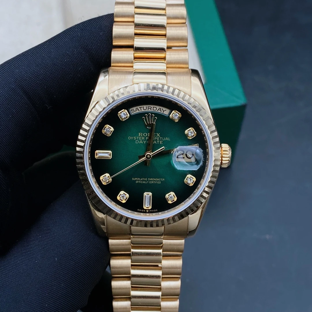 99新 Rolex/劳力士 星期日历118238/烟熏绿盘/机械男表/表径36
