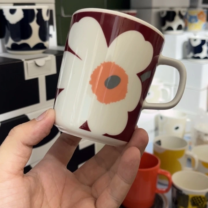 marimekko酒红白花250ml单杯