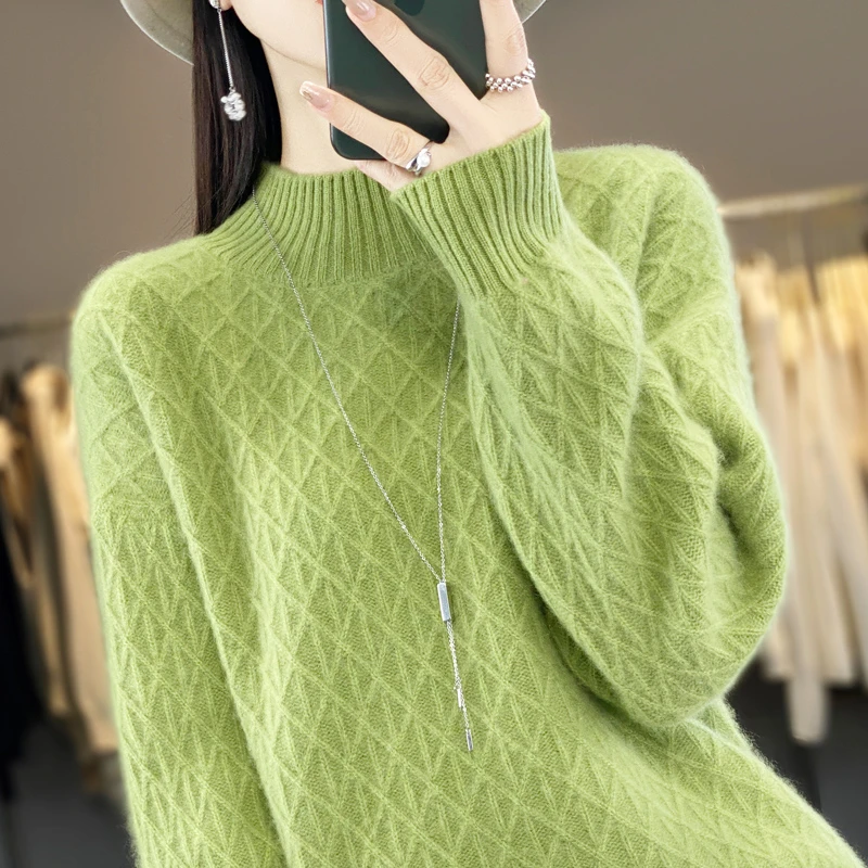 【商场新款】重工设计加厚纯羊毛衫女半高领设计气质打底衫女D121