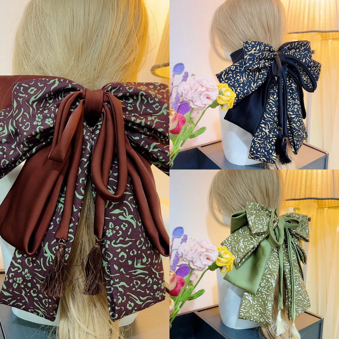 【大号日常款发夹】5层长腿麦穗吊坠仙女款蝴蝶结发卡气质新娘头饰