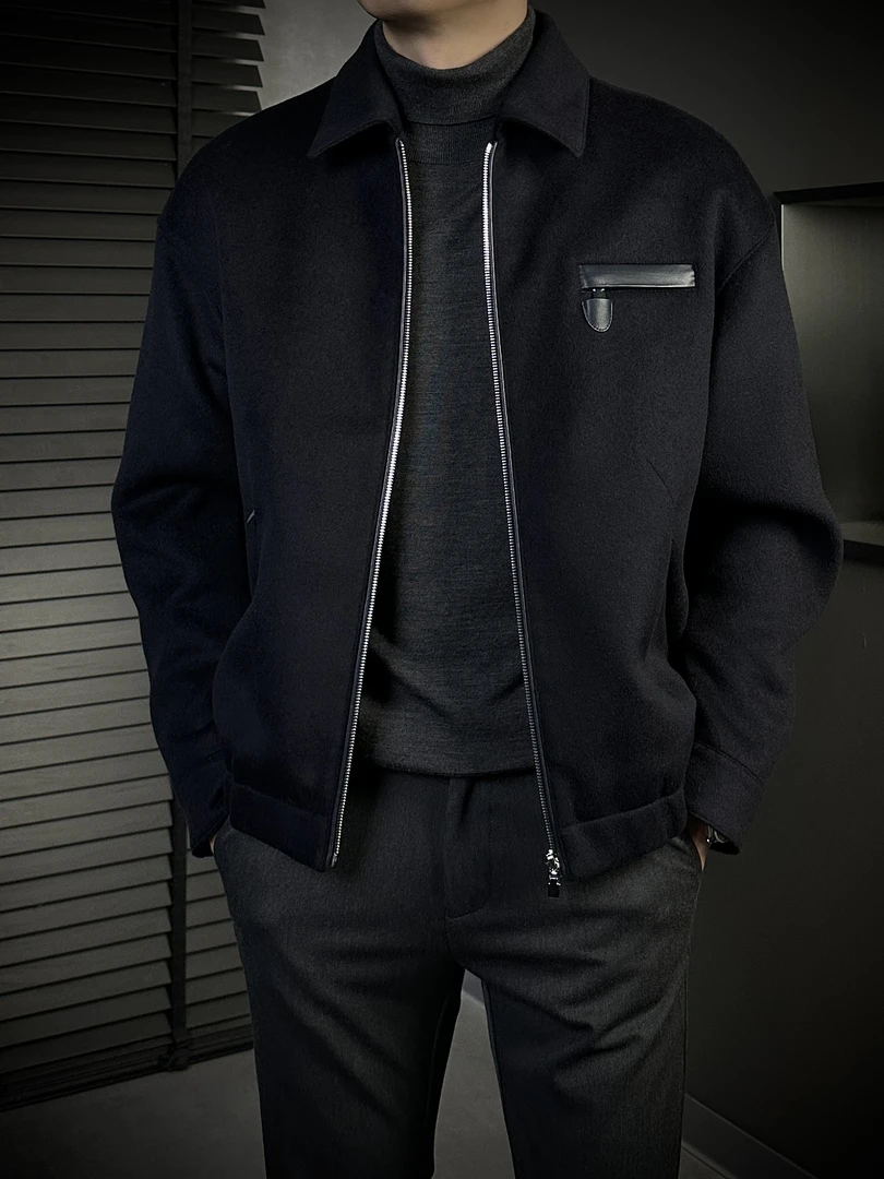 KING&GUCH【羊毛✚莫代尔✚丝】秋季款男士绵羊皮口袋翻领夹克878357