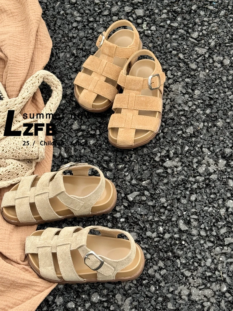 【3899】2025夏季女童男童时尚凉鞋简约软底百搭