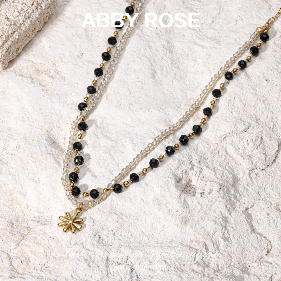 ABBY ROSE 【墨蕊】轻奢小众设计感手工晶晶项链0643B