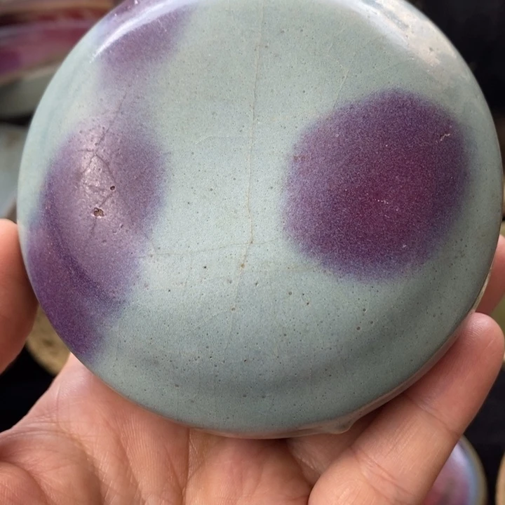 壶蒙****修钧台窑点彩粉盒