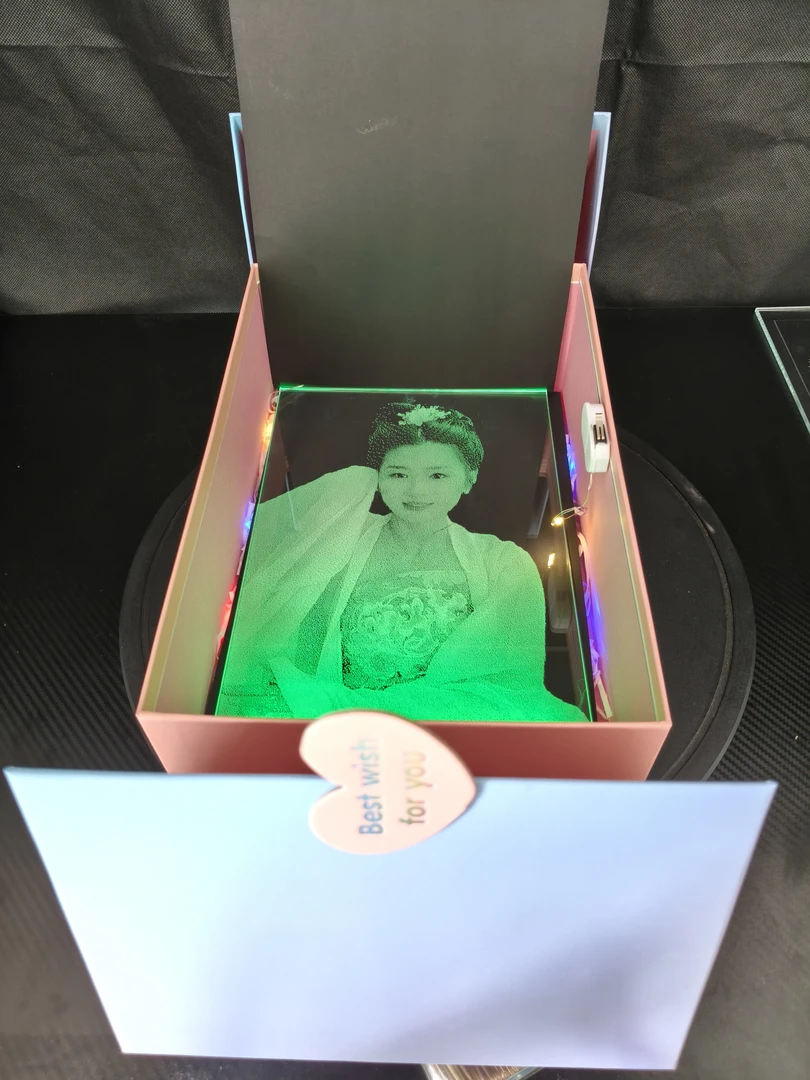 玻璃画像发光夜光工艺品定制生日礼物惊喜创意透明