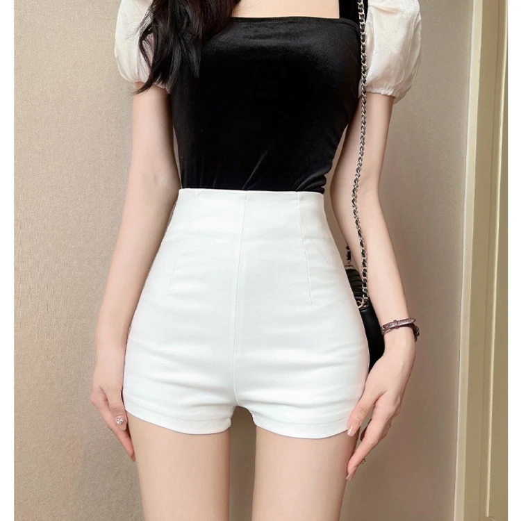 夏季女士黑色爵士舞短裤修身夏天外搭高腰弹力包臀裤显瘦辣妹热裤