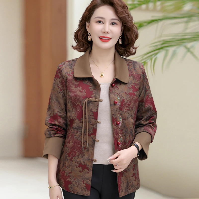 妈妈春装外套2025年新款休闲夹克衫中老年人春秋奶奶开衫西装上衣