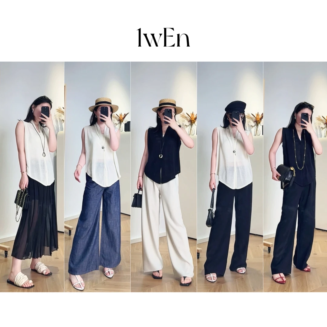 杰瑞【亚麻纸片人】设计感无袖背心女宽松亚麻超薄透气简约V领短袖